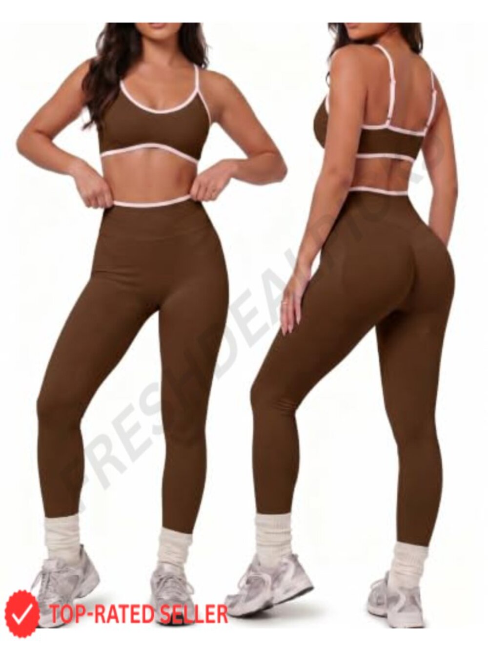 Women Workout Set 2 Piece Nylon Elastane Sport Bra High Waisted Leggings Gym